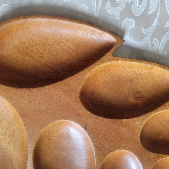 Vintage Handmade Carved Wood Serving Tray - Picture 8 of 9